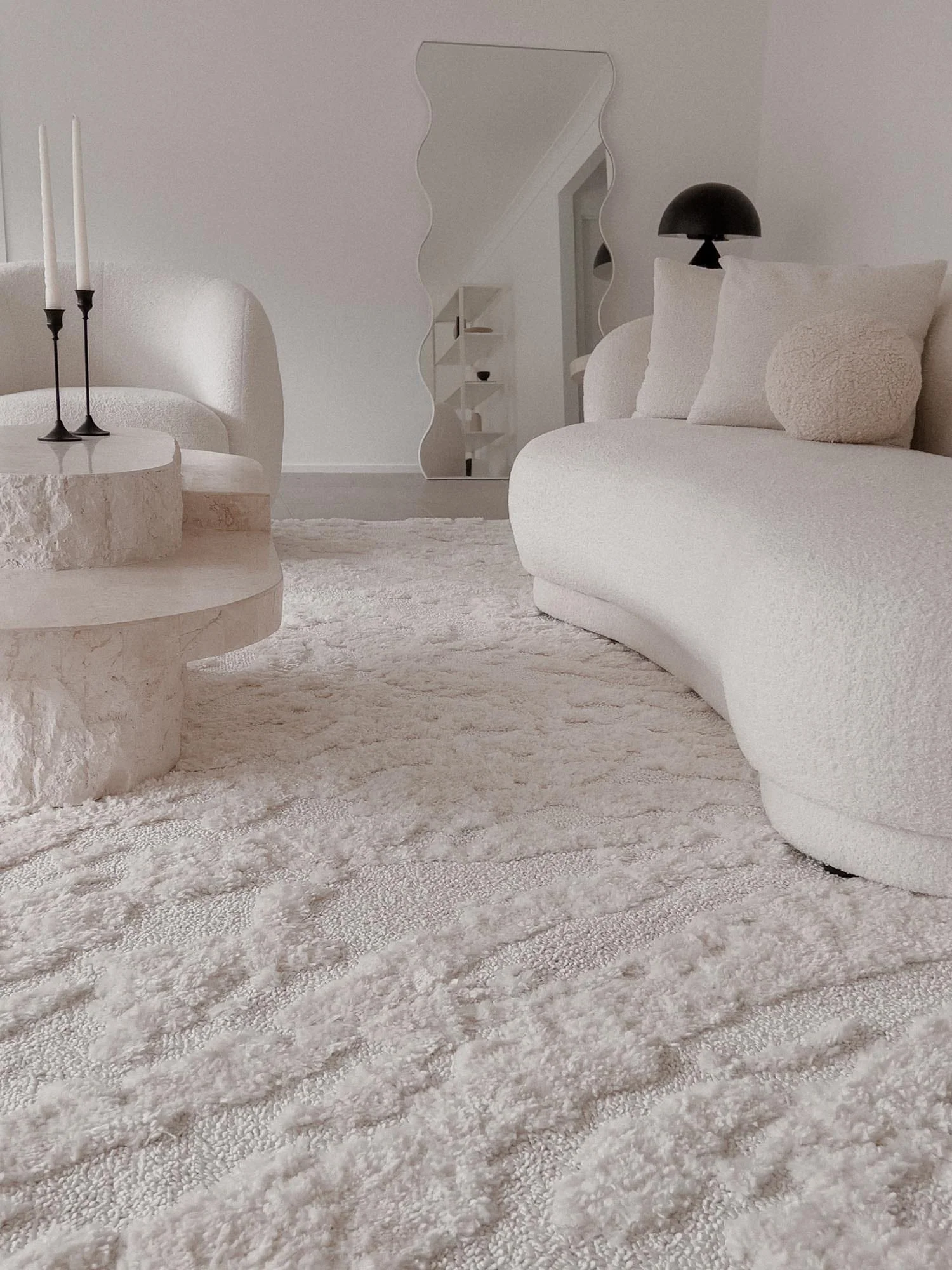 Aurora Ivory Cream Abstract Textured Rug - Image 3