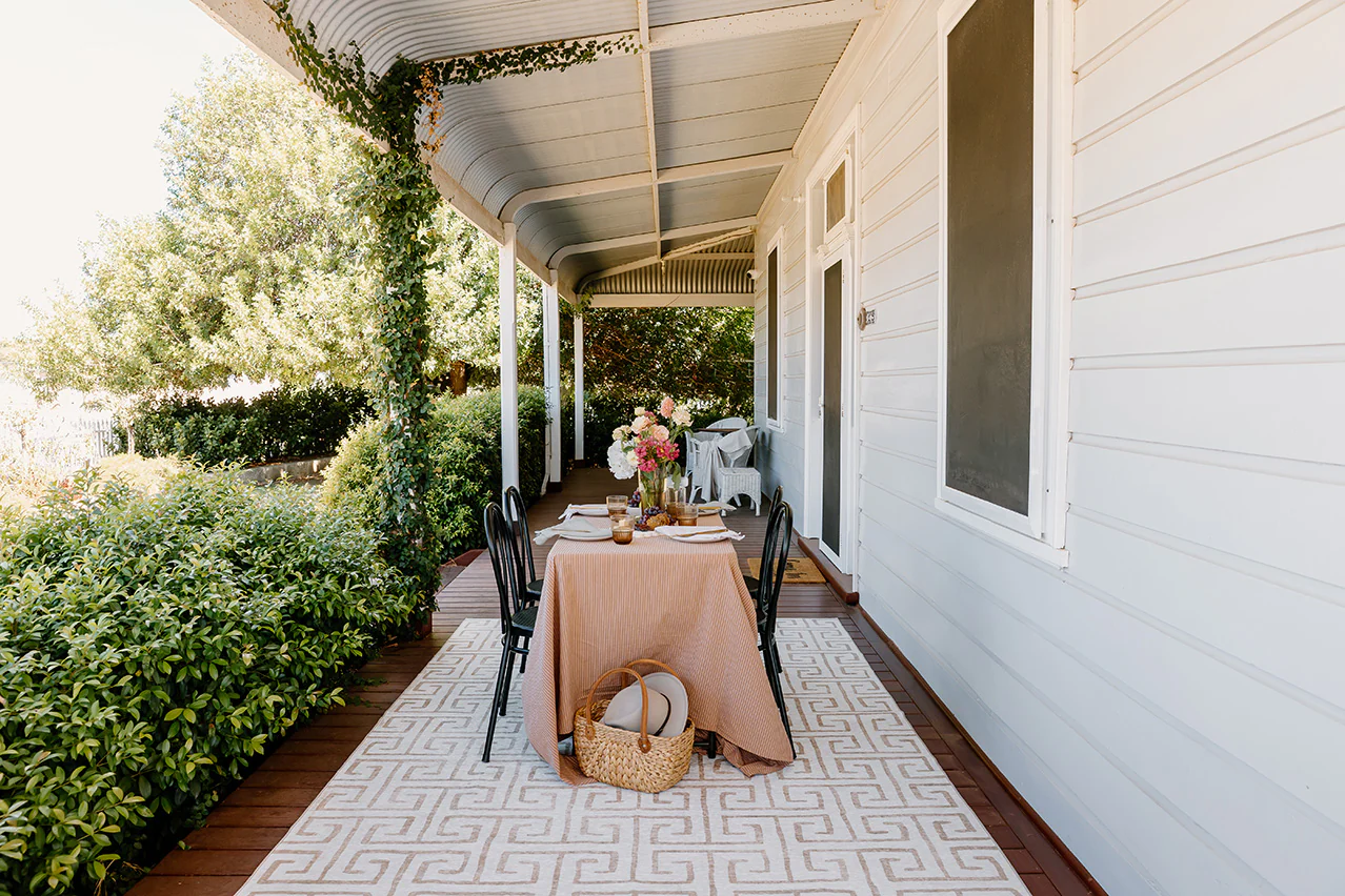 Ayat Beige Cream Indoor Outdoor Washable Rug - Image 3