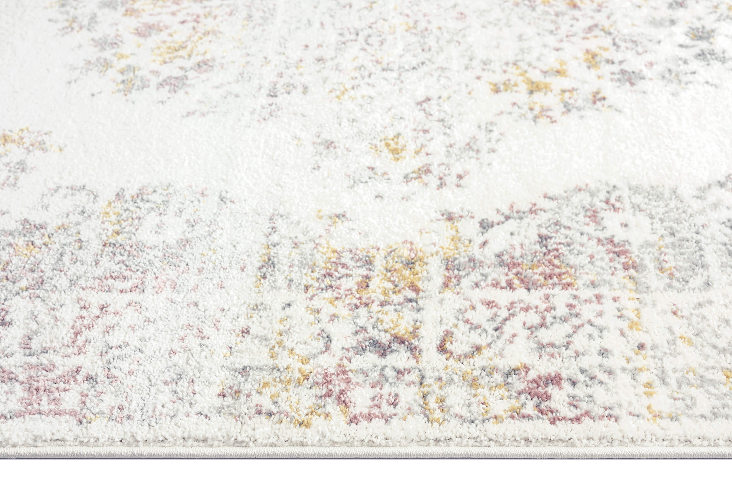 Aysha Pink Yellow and Grey Traditional Medallion Rug - Image 5