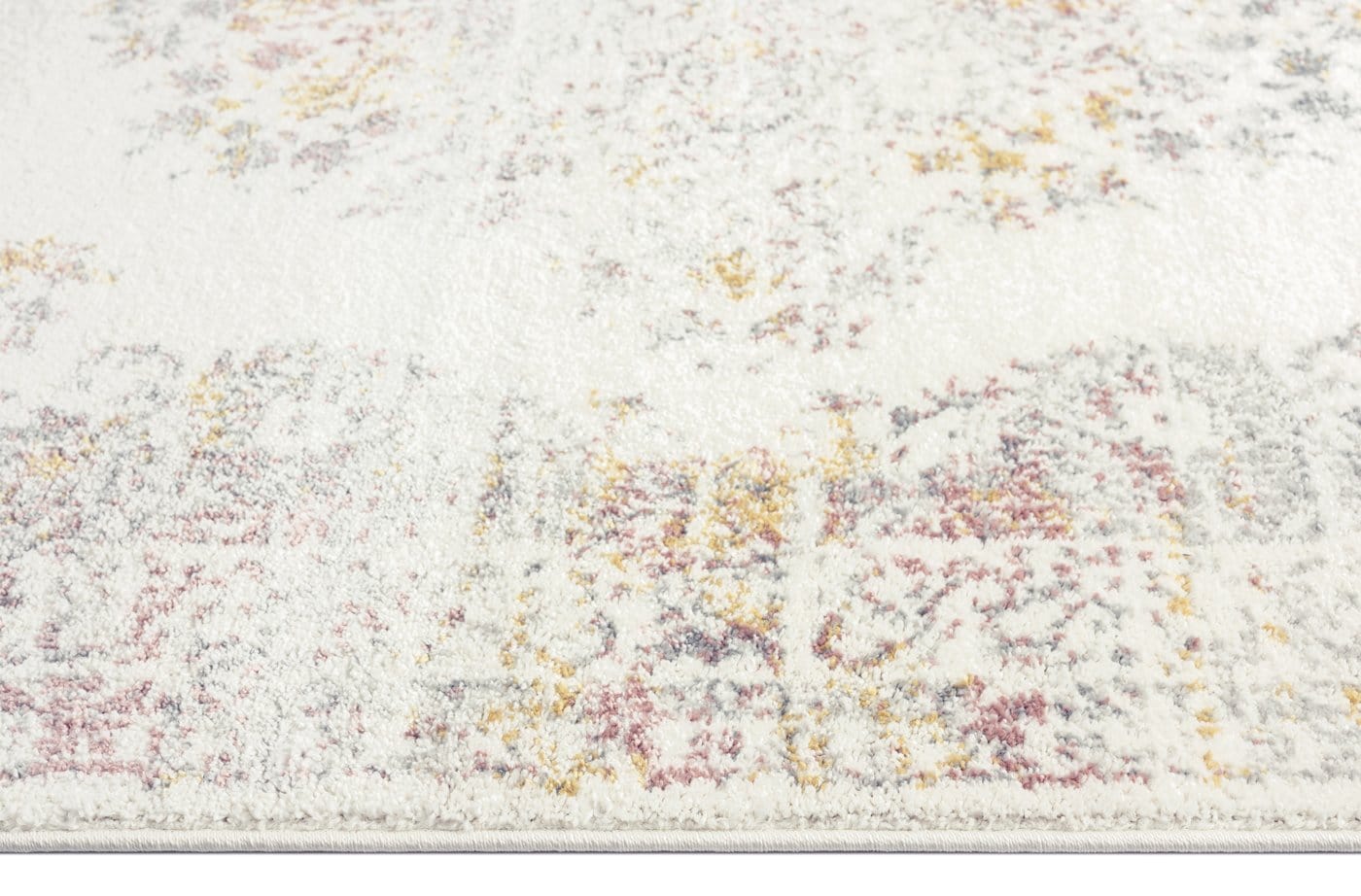 Aysha Pink Yellow and Grey Traditional Medallion Runner Rug - Image 3