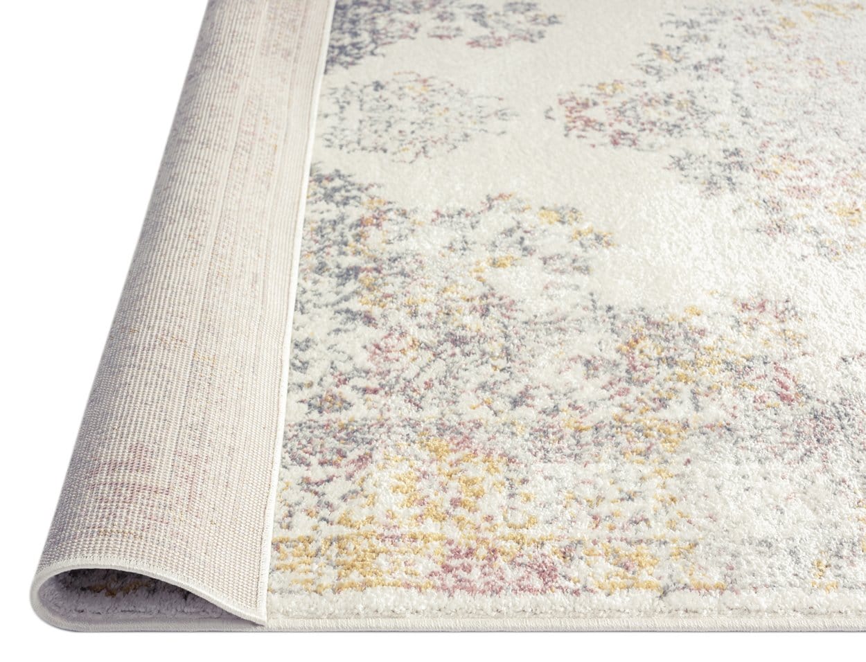 Aysha Pink Yellow and Grey Traditional Medallion Runner Rug - Image 4