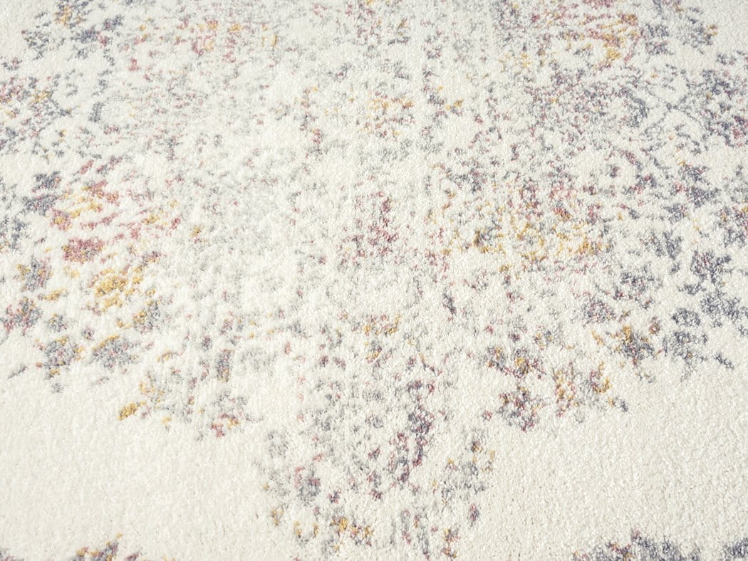 Aysha Pink Yellow and Grey Traditional Medallion Runner Rug - Image 5