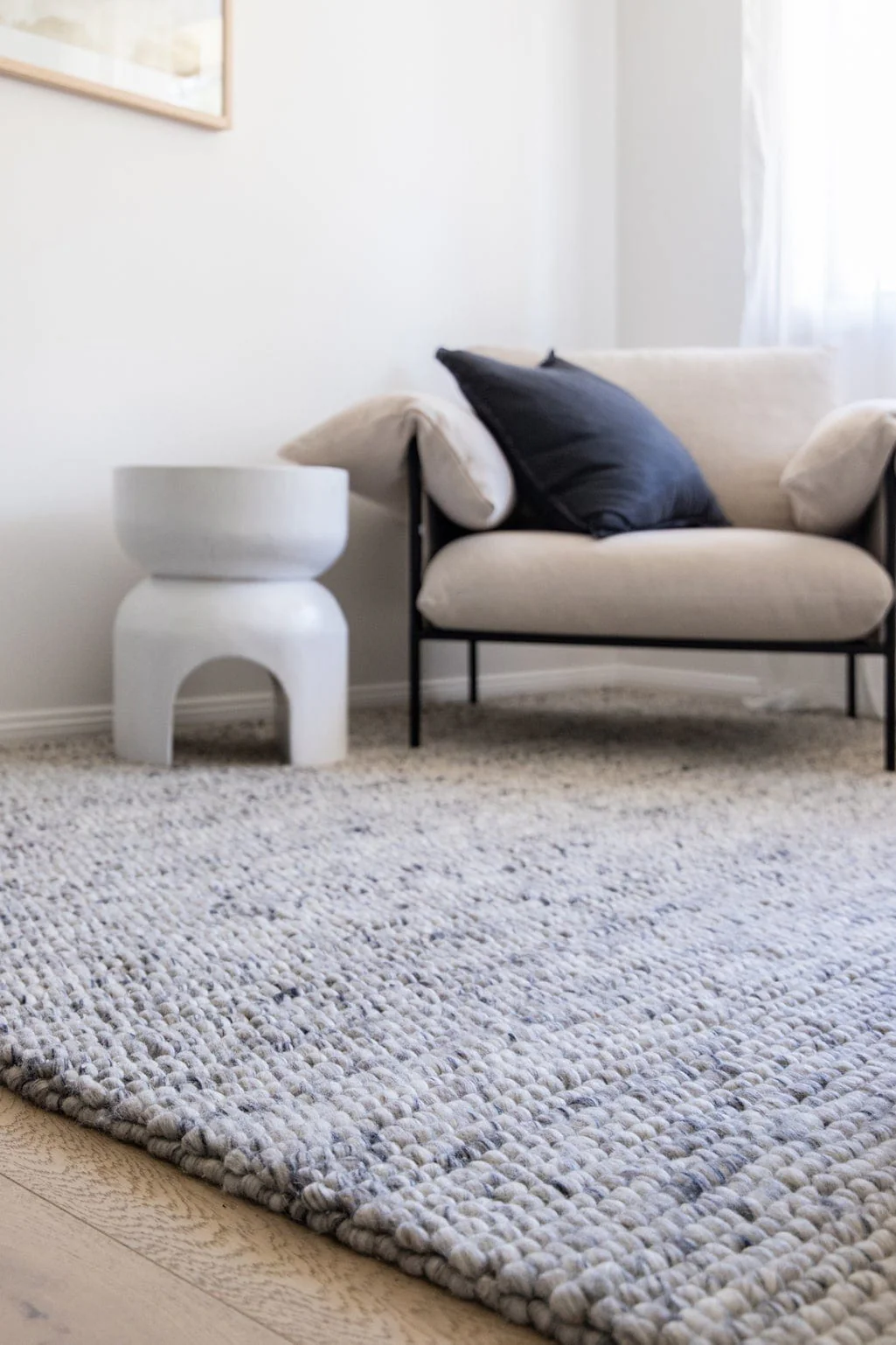 Azizah Marble Grey Looped Wool Rug - Image 4