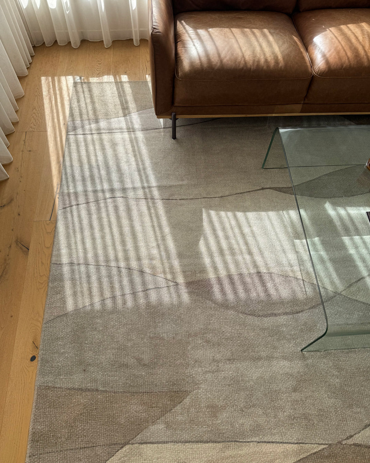 Azra Grey and Beige Abstract Washable Rug - Image 4