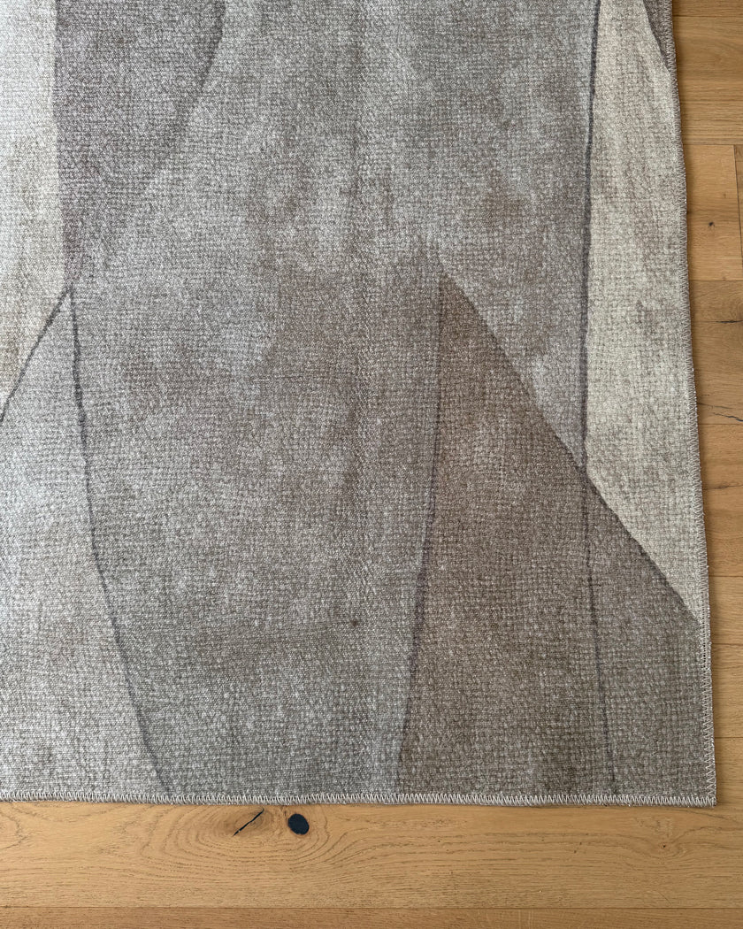 Azra Grey and Beige Abstract Washable Rug - Image 5
