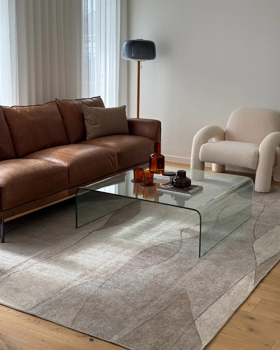 Azra Grey and Beige Abstract Washable Rug - Image 6