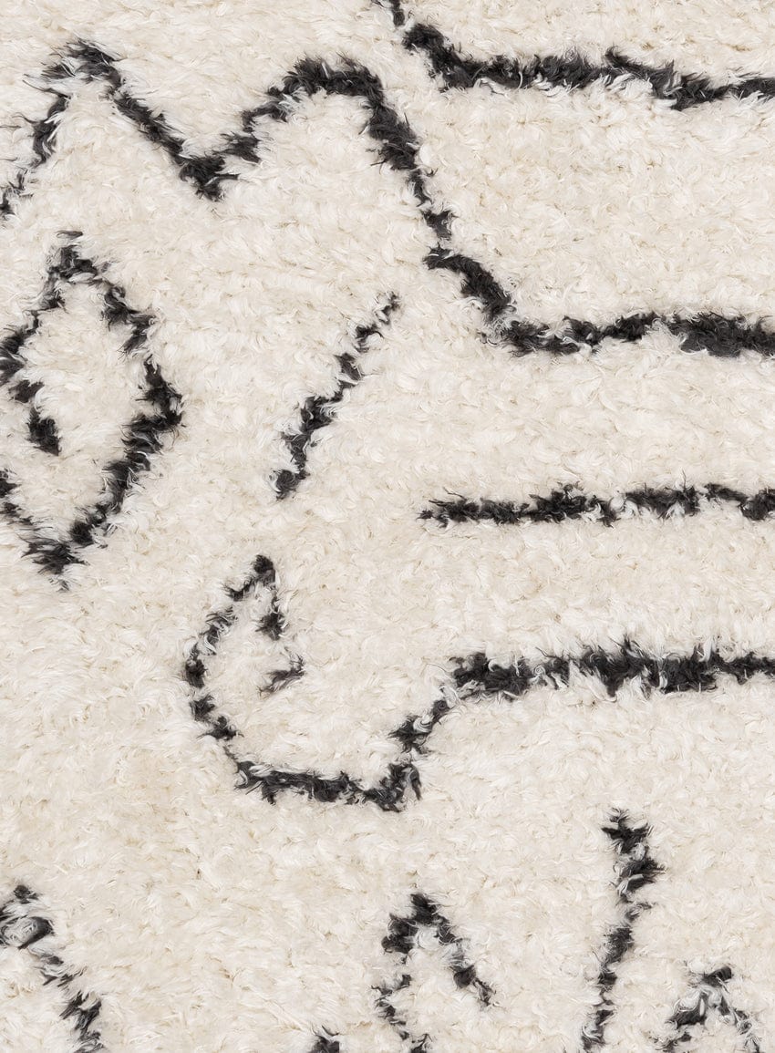 Batola Cream & Black Tribal Shag Rug - Image 10