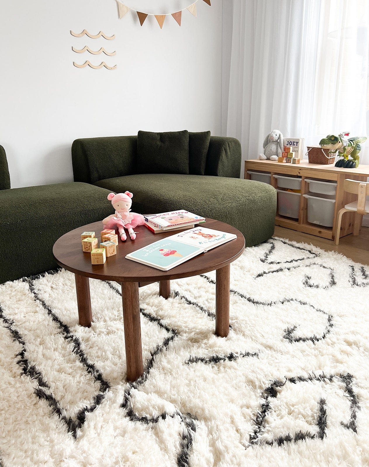 Batola Cream & Black Tribal Shag Rug - Image 3