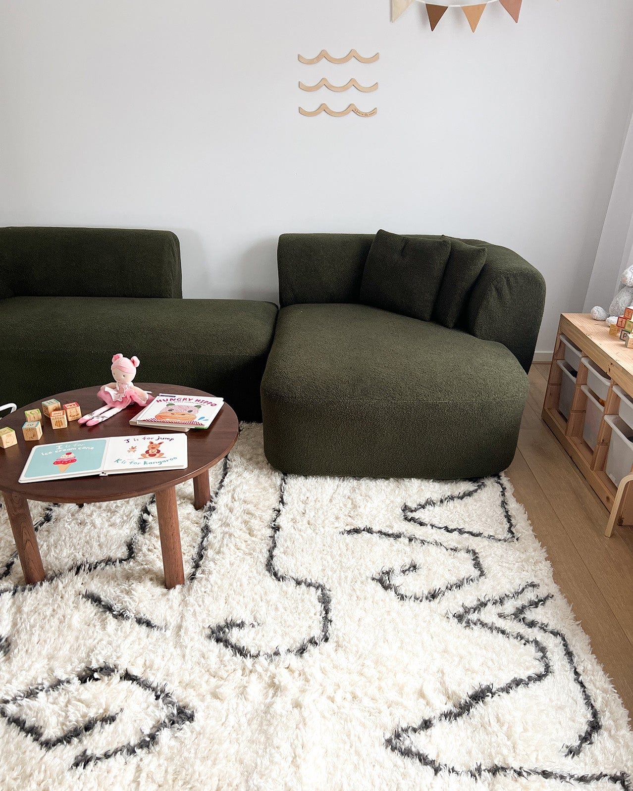 Batola Cream & Black Tribal Shag Rug - Image 4