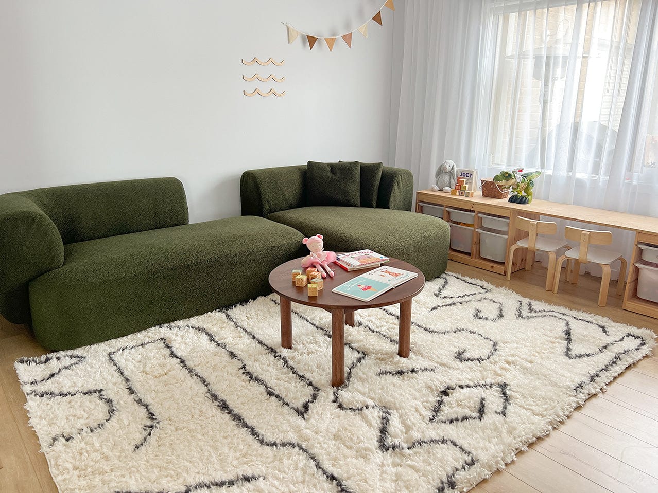 Batola Cream & Black Tribal Shag Rug - Image 6
