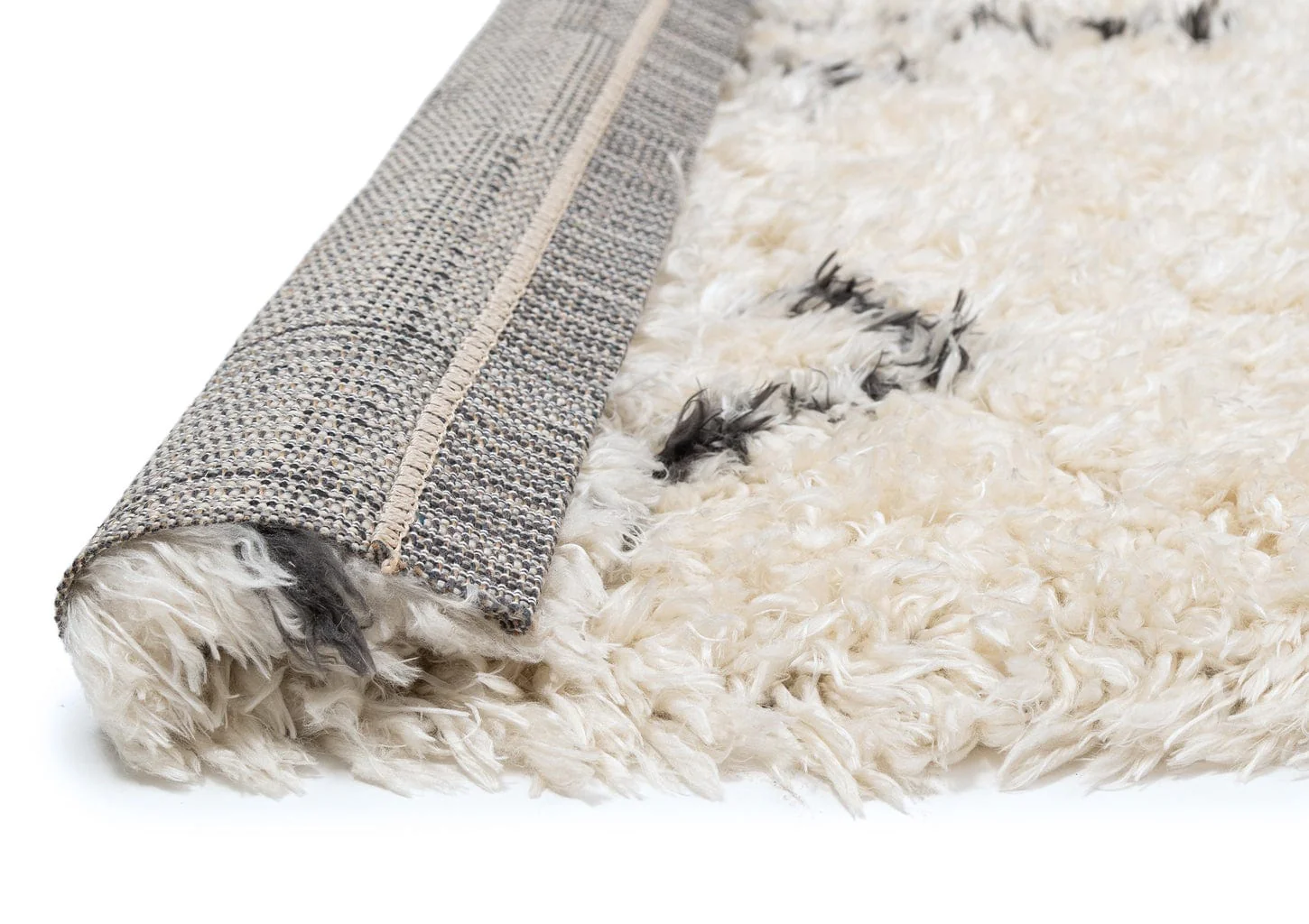 Batola Cream & Black Tribal Shag Rug - Image 9