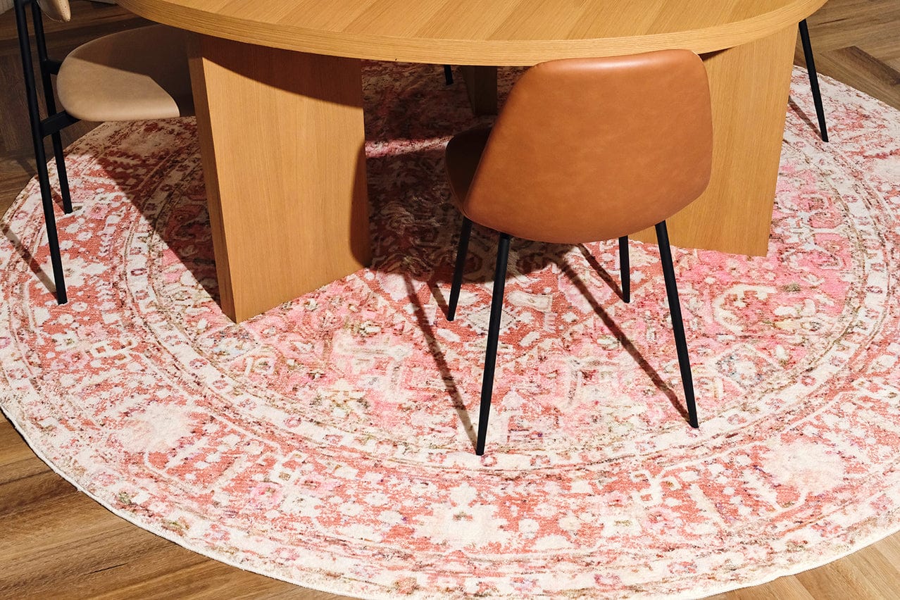 Beatrice Peach Transitional Washable Round Rug - Image 3