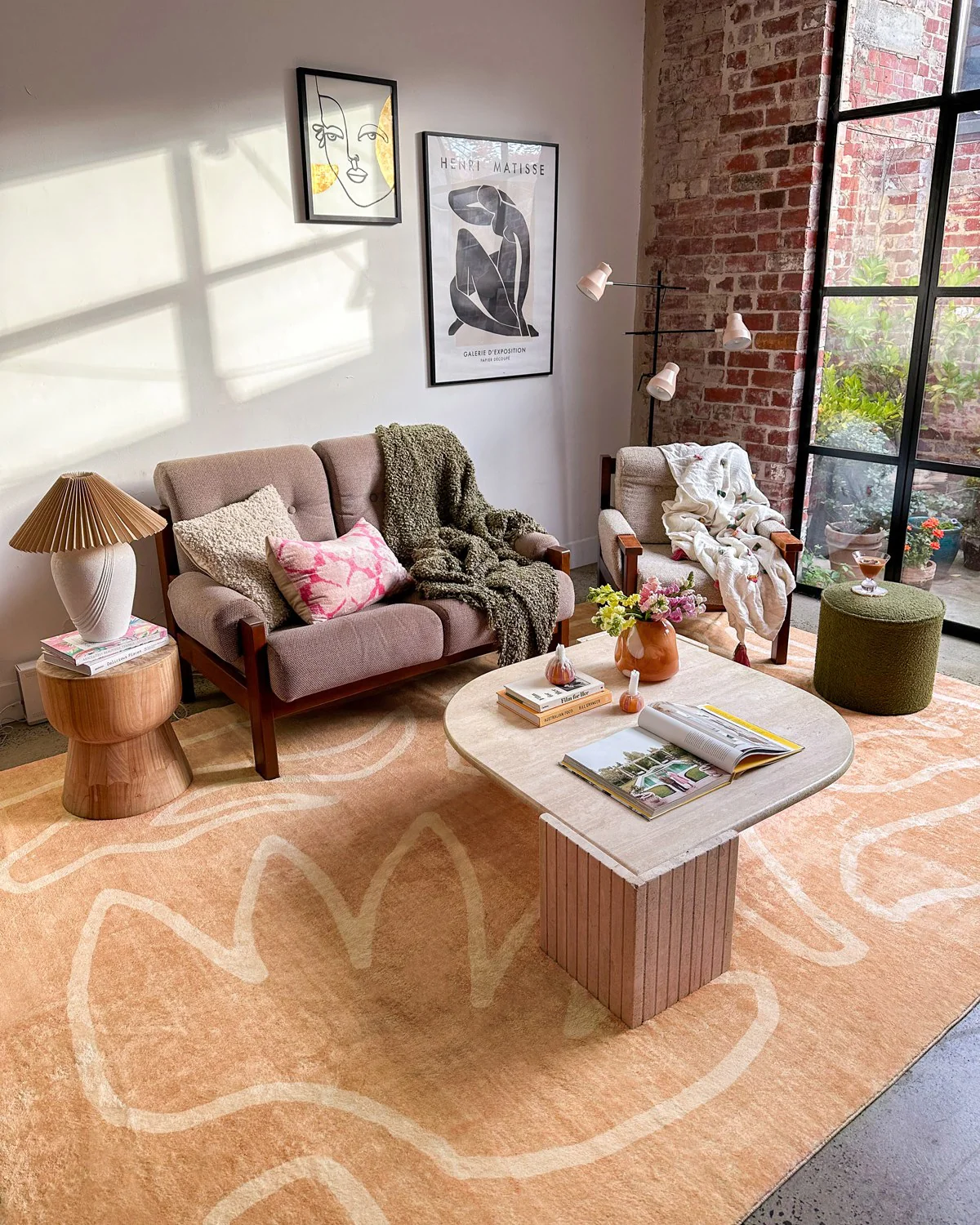 Berta Peach Hand Drawn Washable Rug - Image 2
