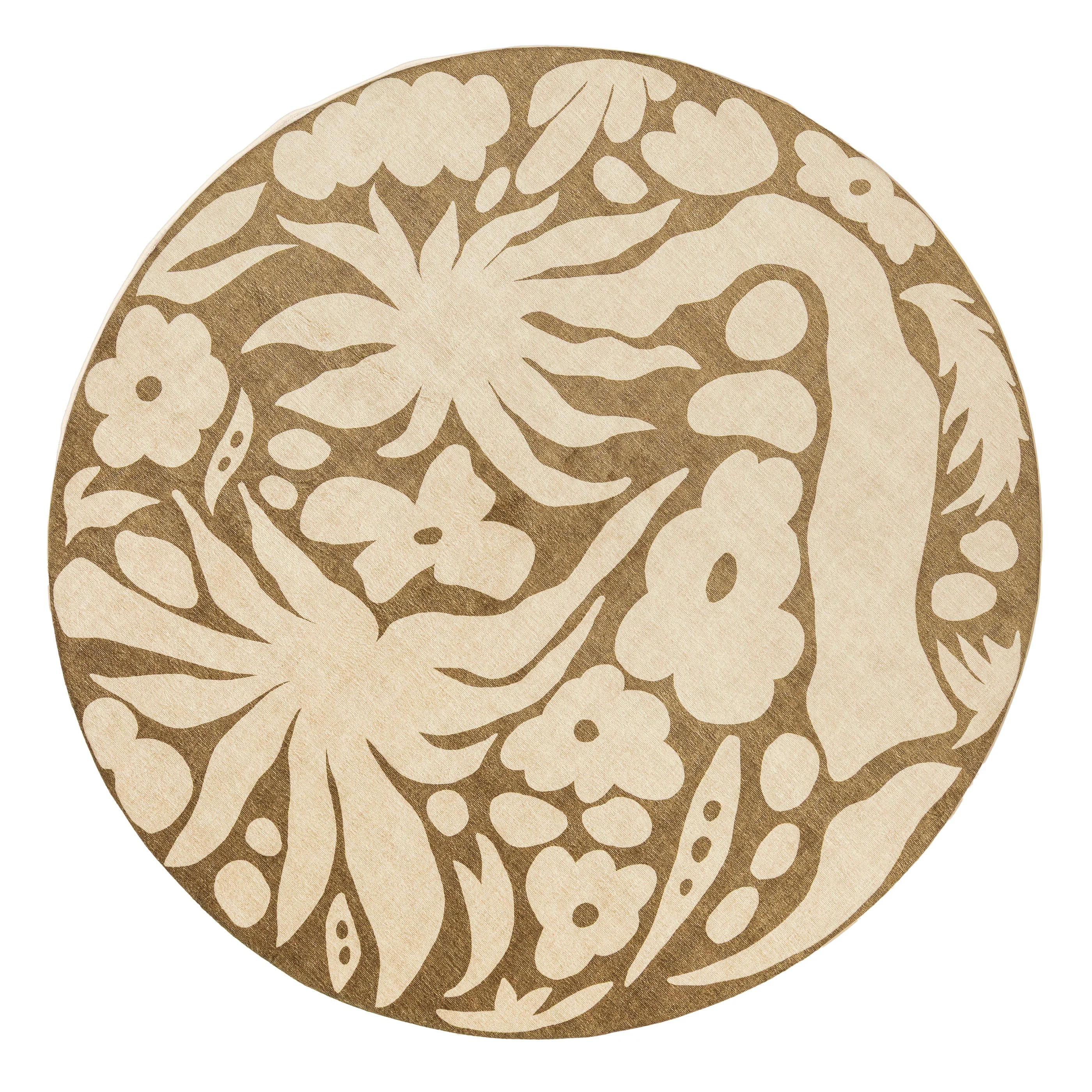 Bess Khaki and Brown Floral Rollie Pollie Round Playmat