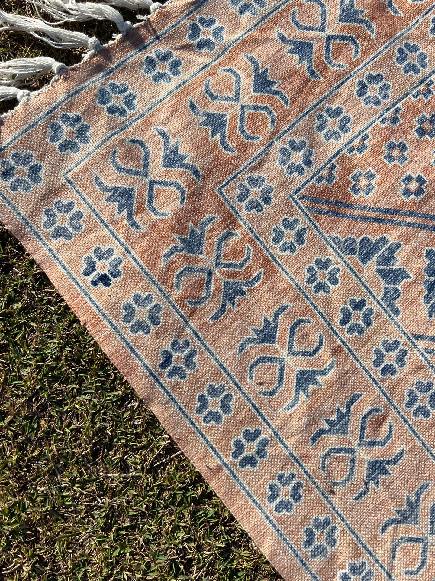 Bibi Blue and Orange Boho Picnic Rug - Image 4