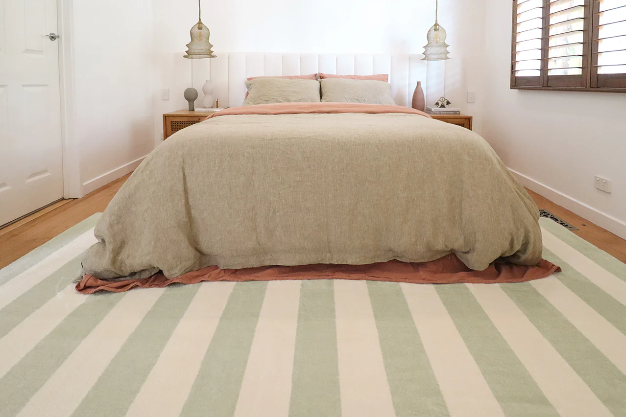 Blair Green Sage Stripe Washable Rug - Image 4