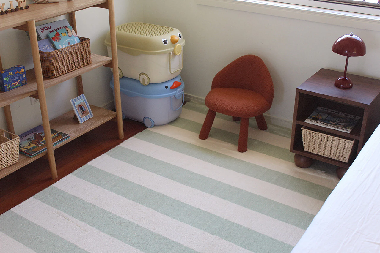 Blair Green Sage Stripe Washable Rug - Image 6