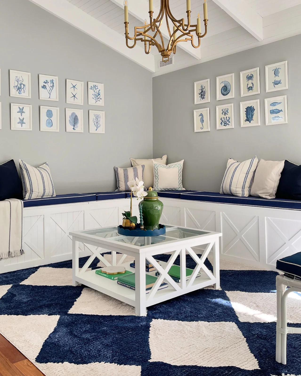 Blythe Ivory and Blue Checkered Rug - Image 3