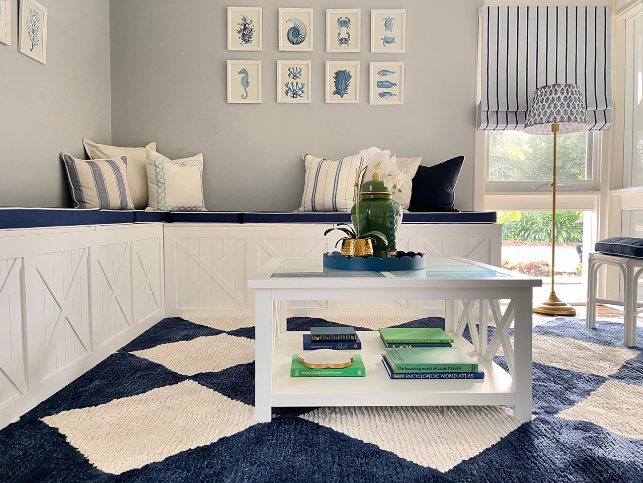 Blythe Ivory and Blue Checkered Rug - Image 6