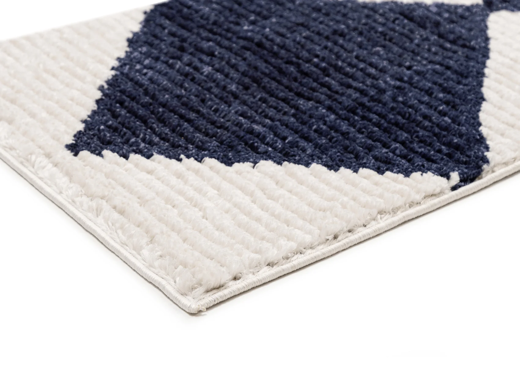 Blythe Ivory and Blue Checkered Runner Rug - Image 6