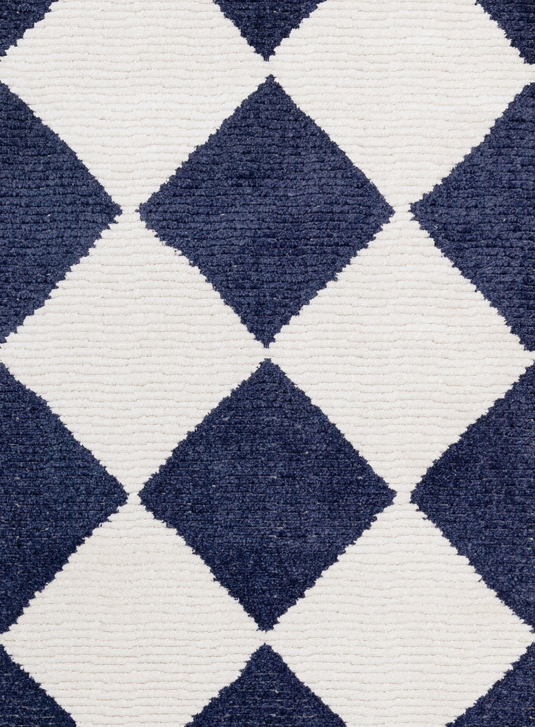 Blythe Ivory and Blue Checkered Runner Rug - Image 9
