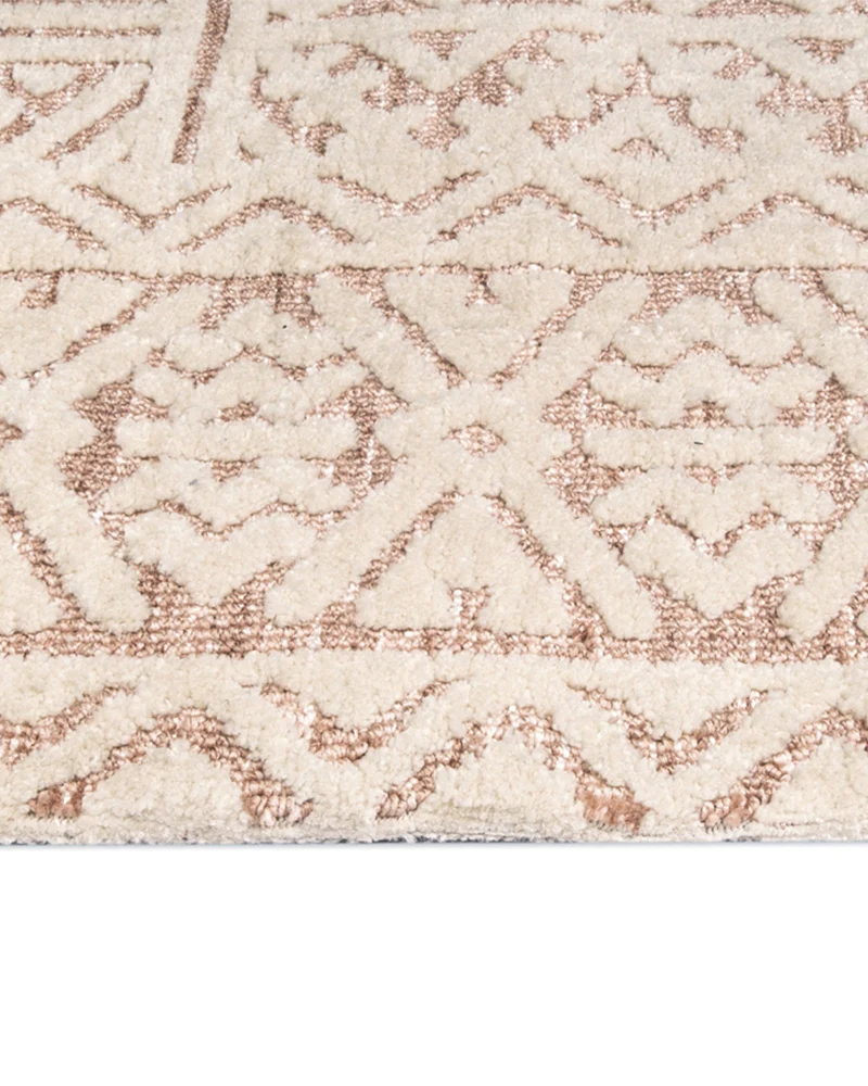 Bobbie Peach and Ivory Textured Tribal Rug - Image 8
