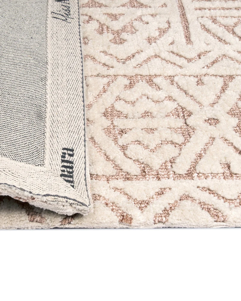 Bobbie Peach and Ivory Textured Tribal Rug - Image 9