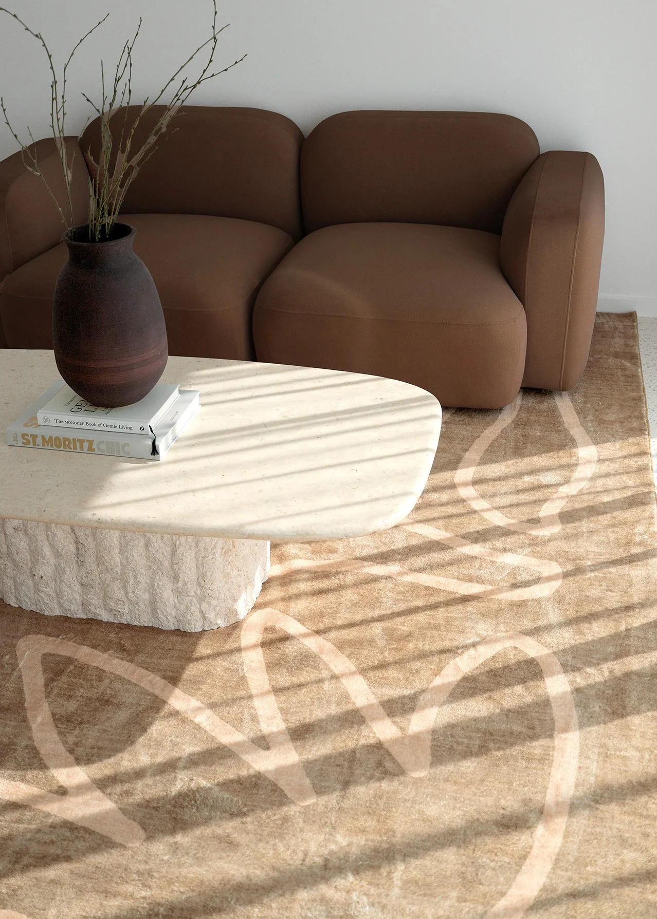 Bruna Brown Hand Drawn Washable Rug - Image 3