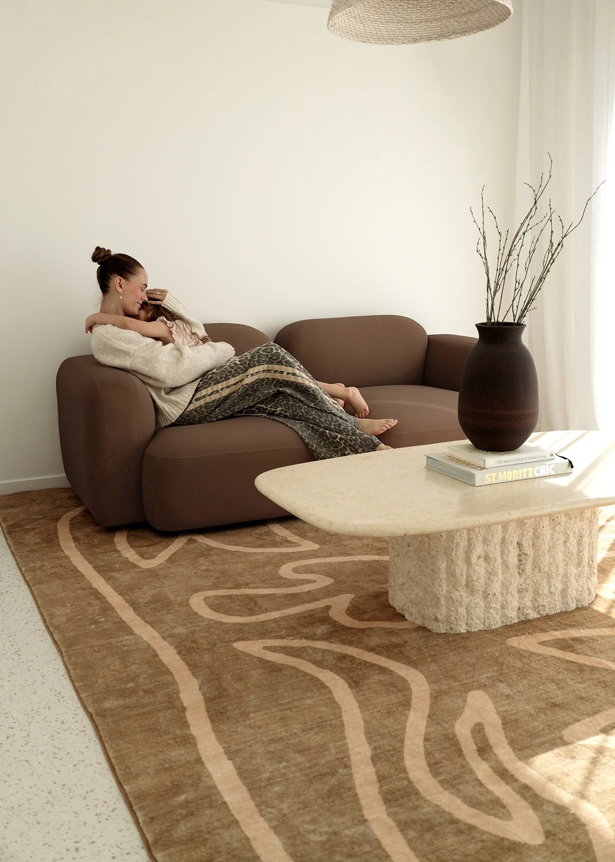 Bruna Brown Hand Drawn Washable Rug - Image 4
