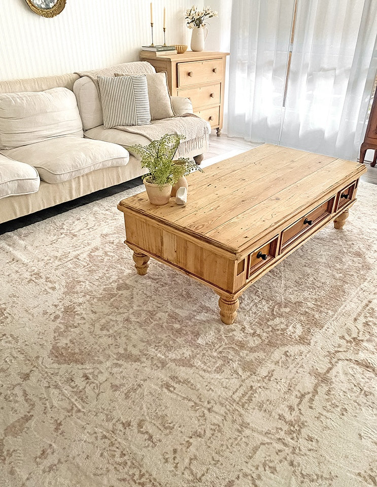 Cabanela Cream and Beige Distressed Washable Rug - Image 11
