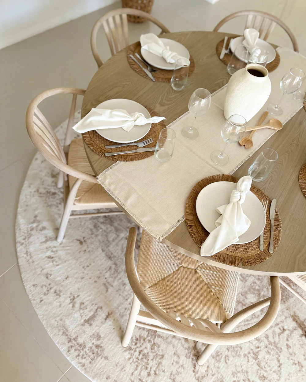 Cabanela Cream and Beige Washable Round Rug - Image 3