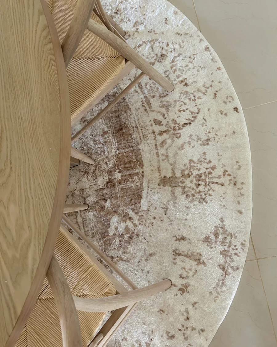 Cabanela Cream and Beige Washable Round Rug - Image 5