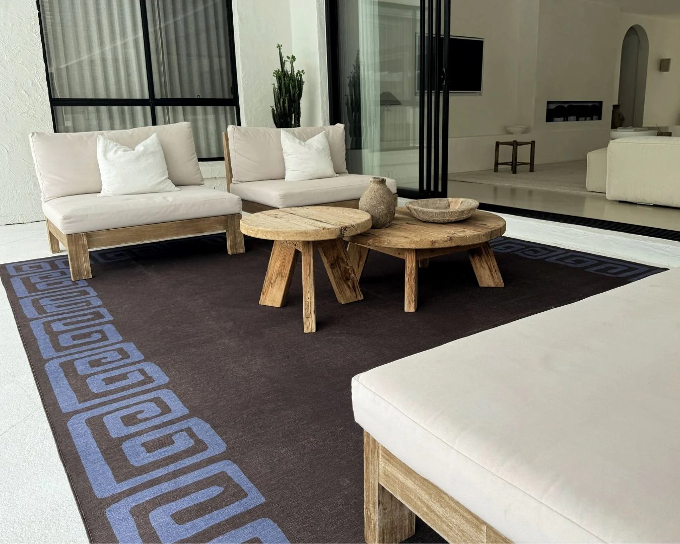 Callista Deep Chocolate and Vivid Blue Geometric Indoor Outdoor Rug - Image 5