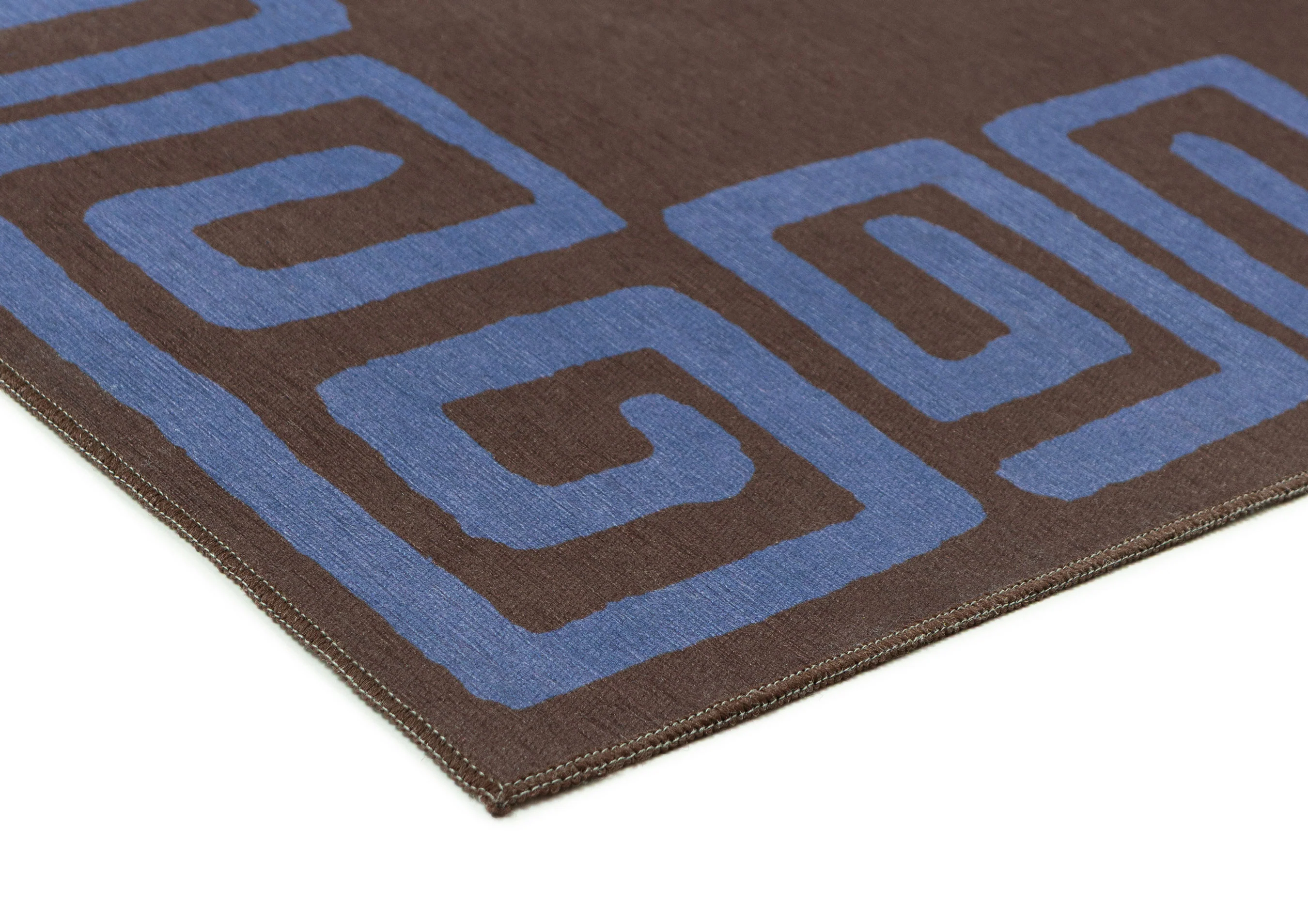 Callista Deep Chocolate and Vivid Blue Geometric Indoor Outdoor Rug - Image 6
