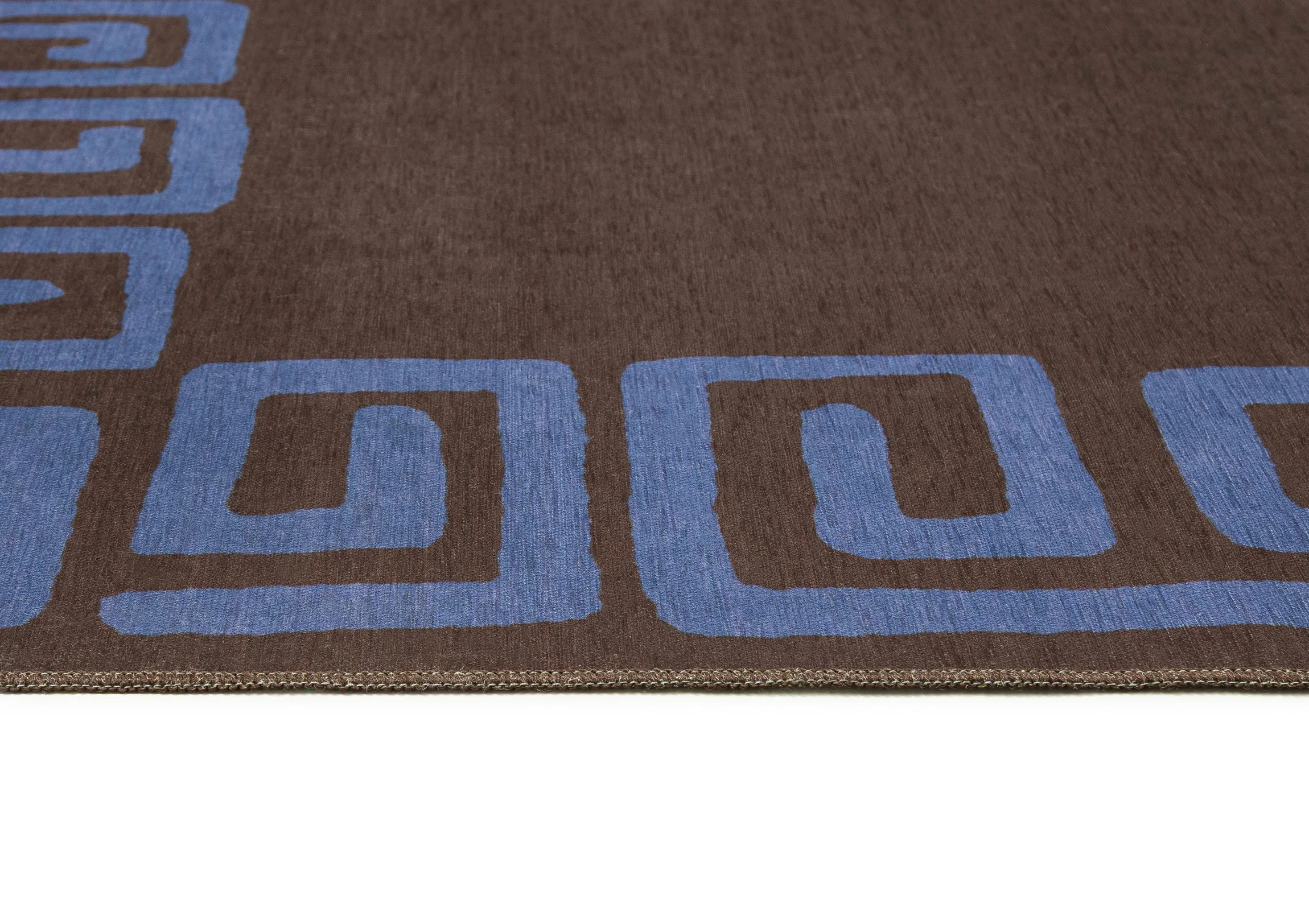 Callista Deep Chocolate and Vivid Blue Geometric Indoor Outdoor Rug - Image 7