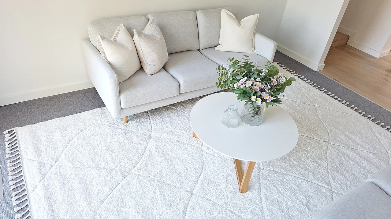 Calypso Ivory Cream Textured Tribal Tassel Rug - Image 3