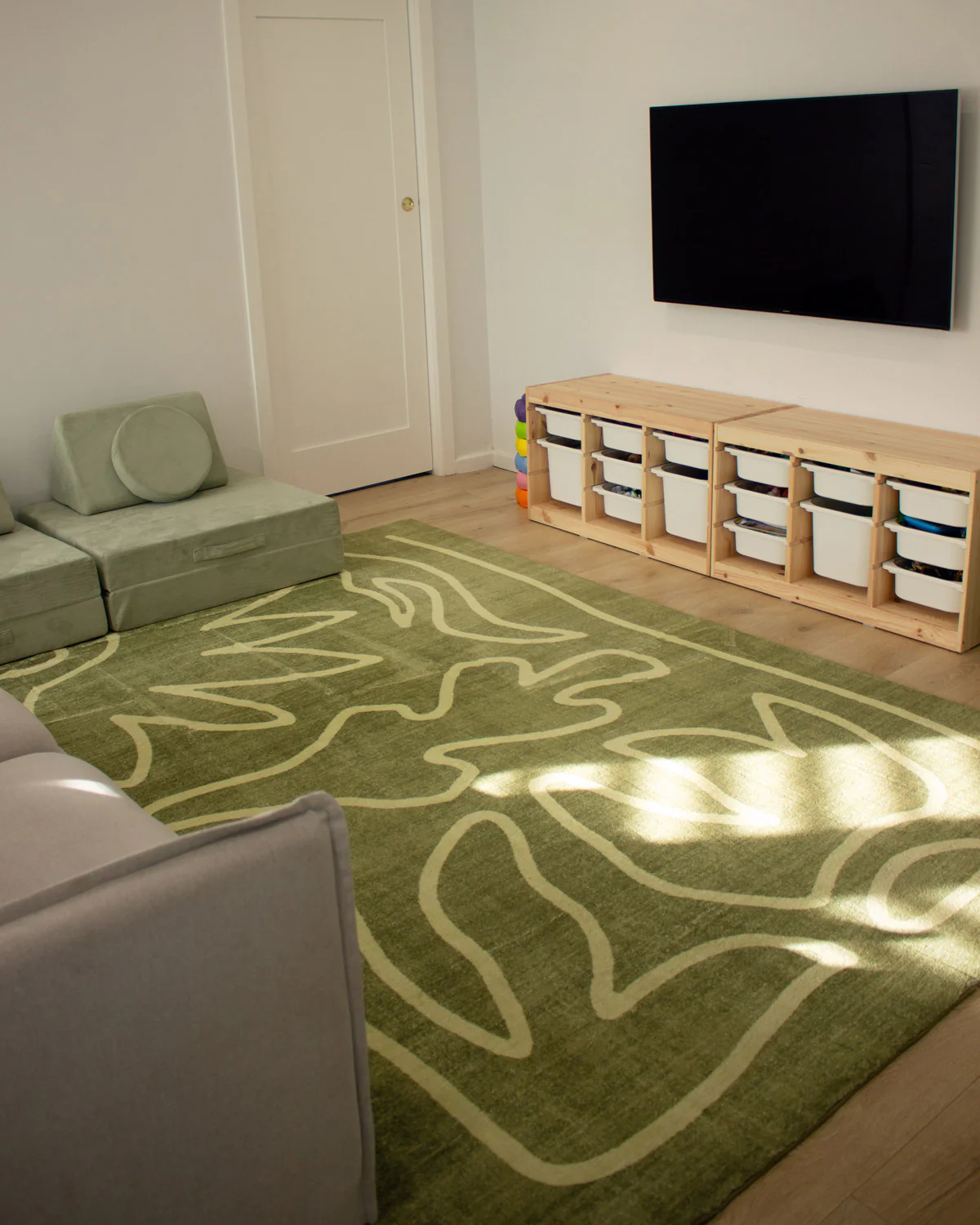Canali Green Hand Drawn Washable Rug - Image 2