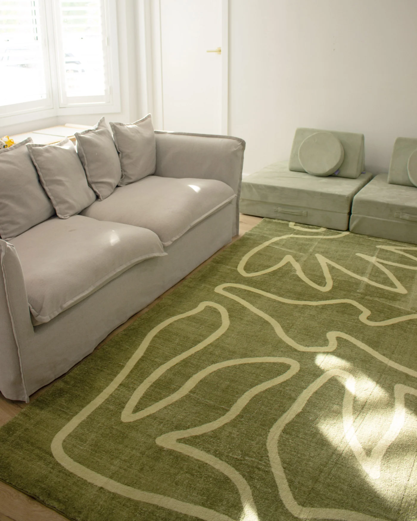 Canali Green Hand Drawn Washable Rug - Image 4