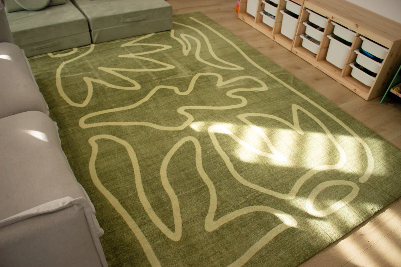 Canali Green Hand Drawn Washable Rug - Image 5