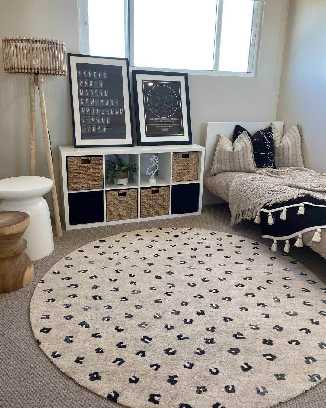 Candice Beige Round Leopard Animal Pattern Rug - Image 2
