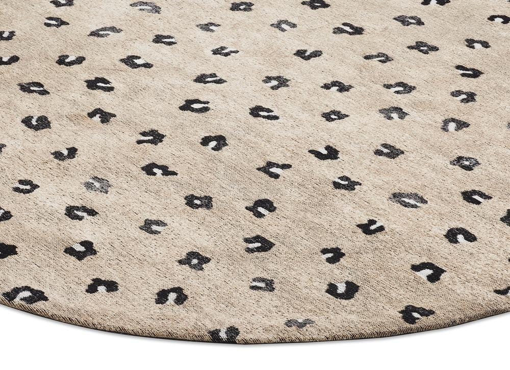 Candice Beige Round Leopard Animal Pattern Rug - Image 4