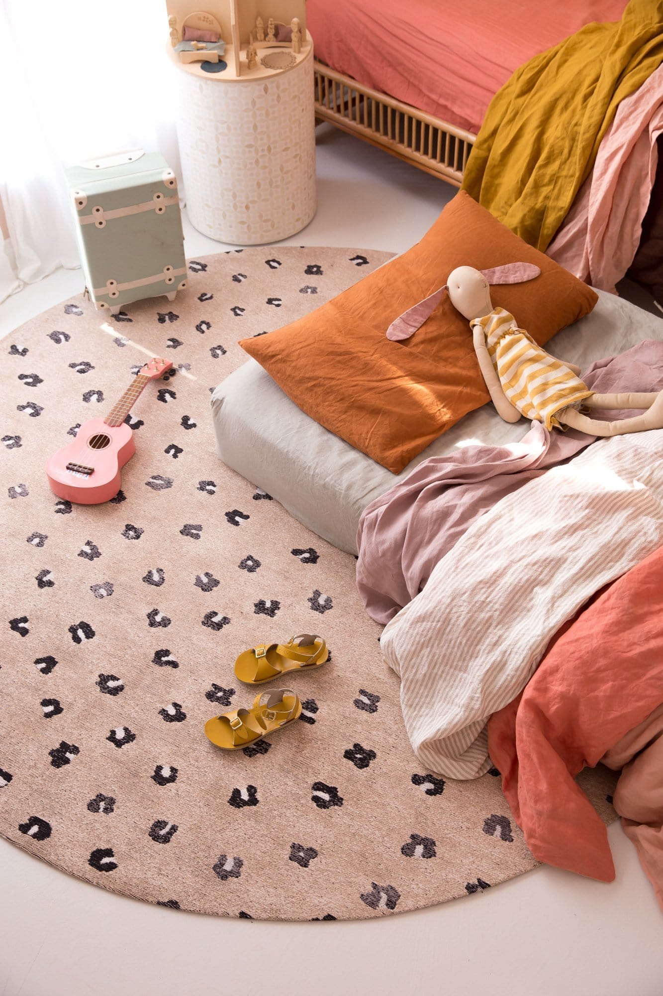 Candice Beige Round Leopard Animal Pattern Rug - Image 8