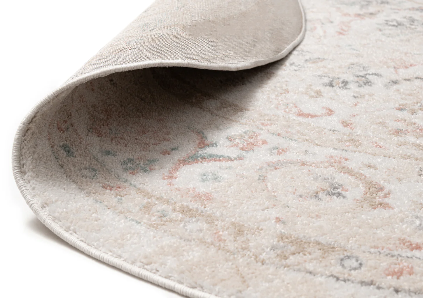 Caribou Cream and Pink Traditional Round Rug - Image 7