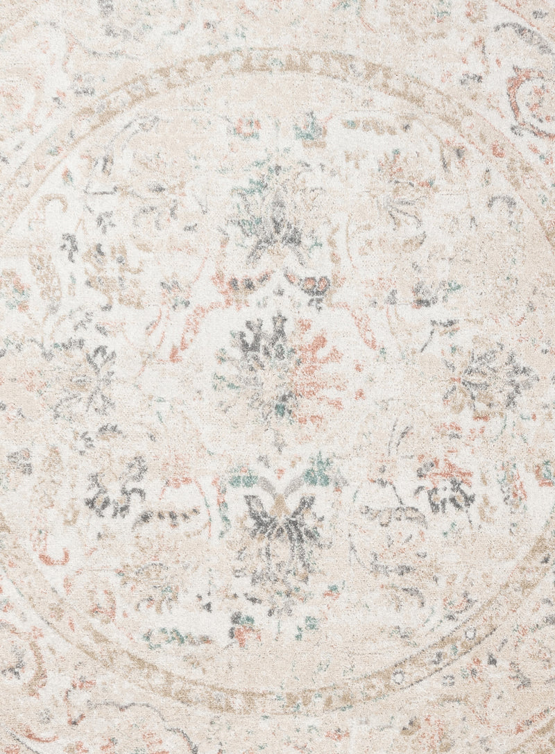 Caribou Cream and Pink Traditional Round Rug - Image 8
