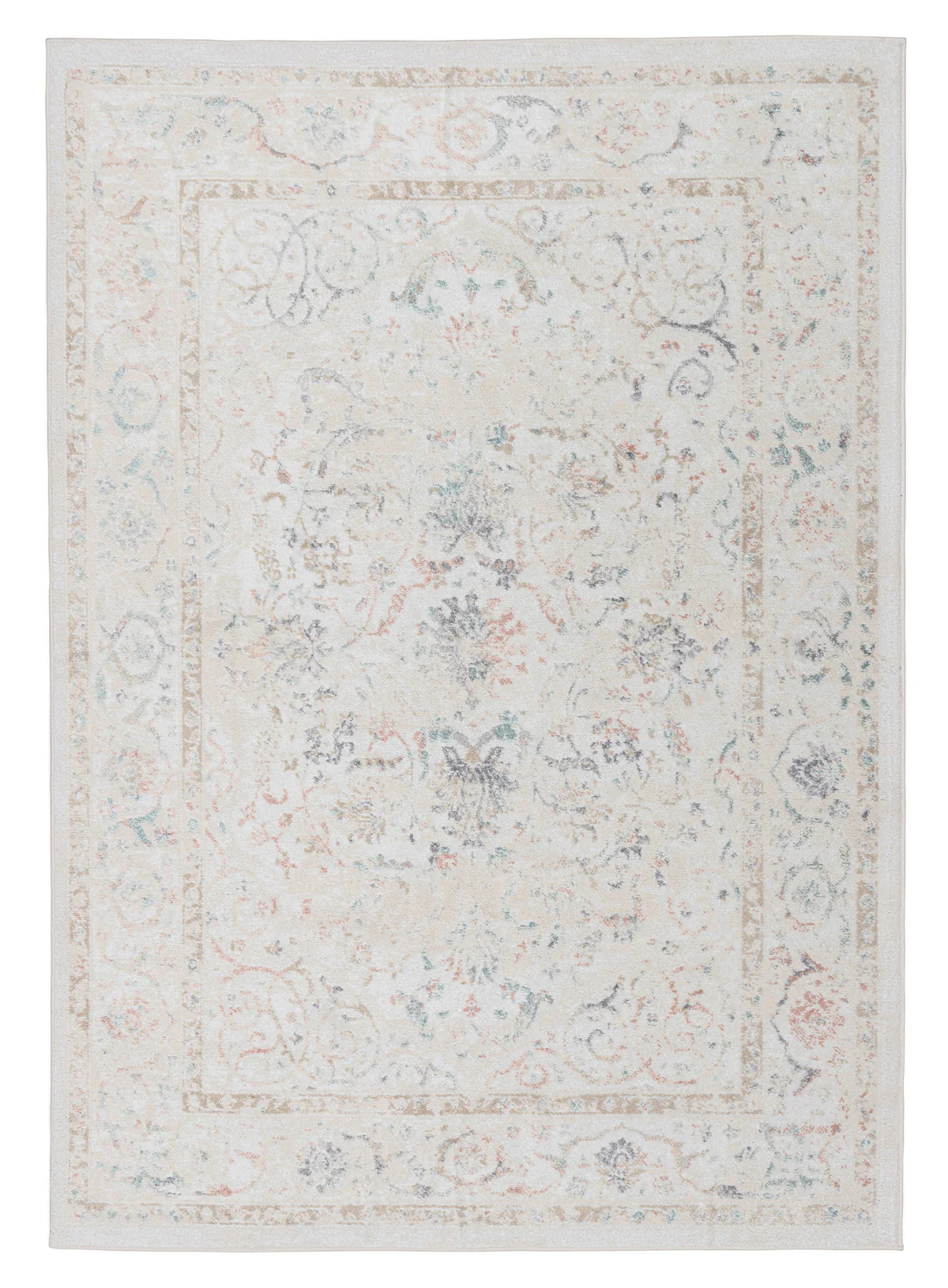Caribou Cream and Pink Traditional Rug