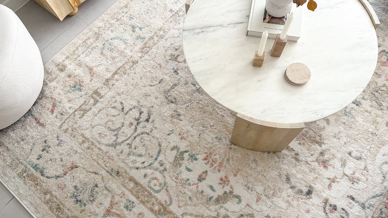 Caribou Cream and Pink Traditional Rug - Image 3
