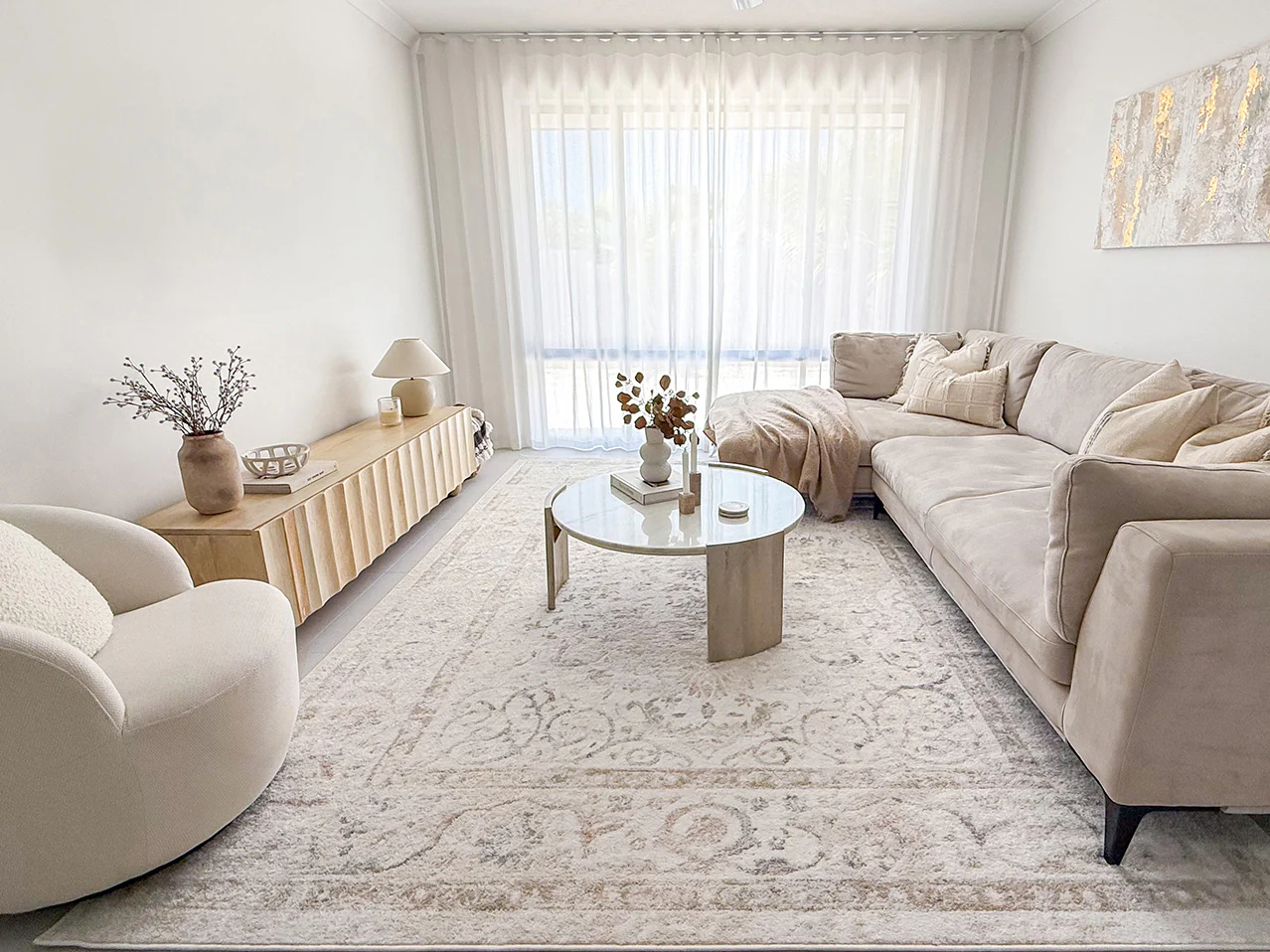 Caribou Cream and Pink Traditional Rug - Image 4