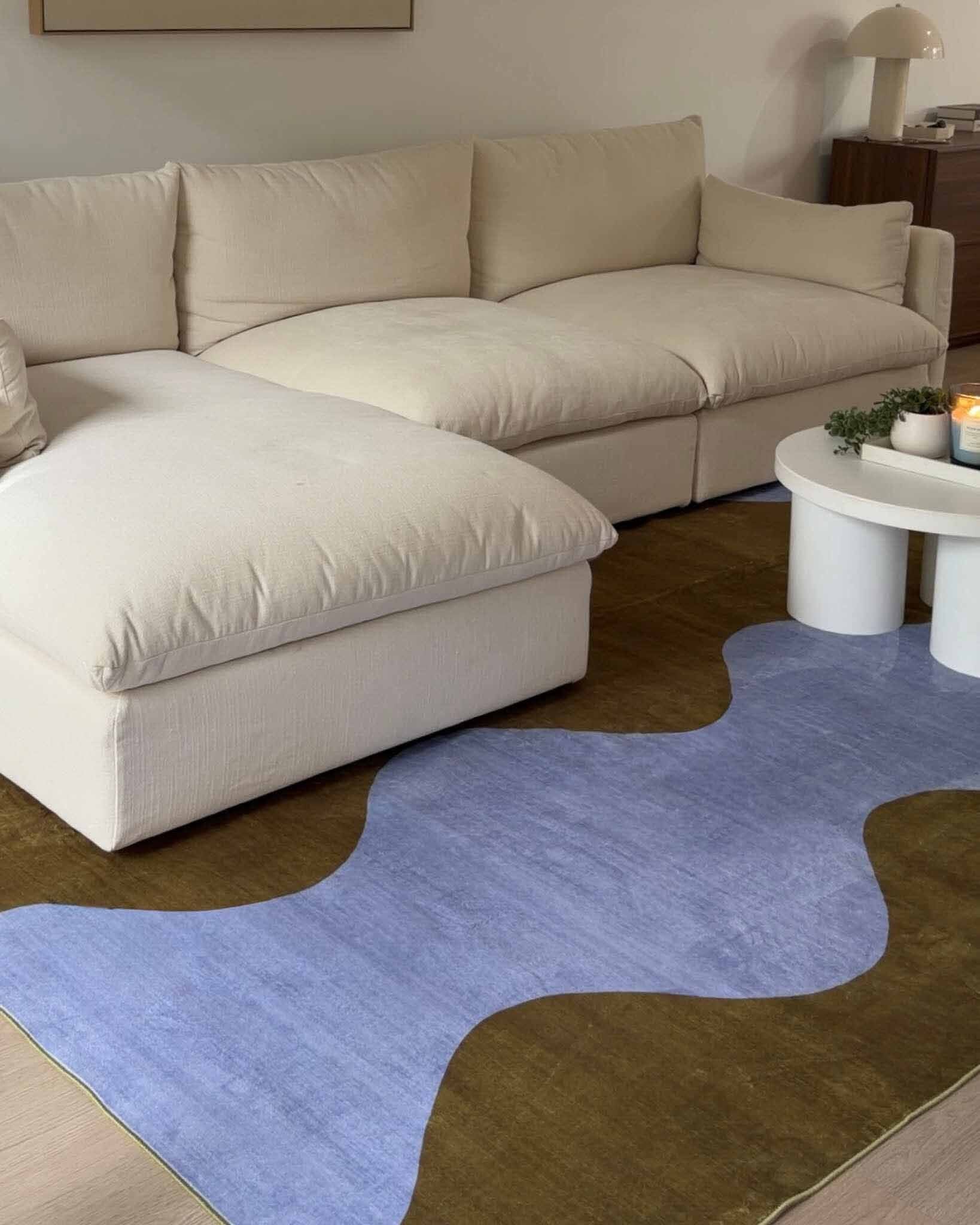 Carmona Olive and Blue Wave Washable Rug - Image 2