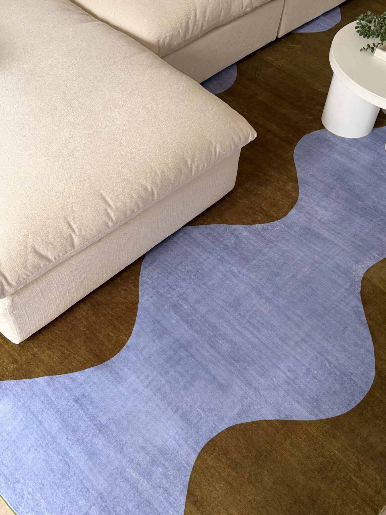 Carmona Olive and Blue Wave Washable Rug - Image 5