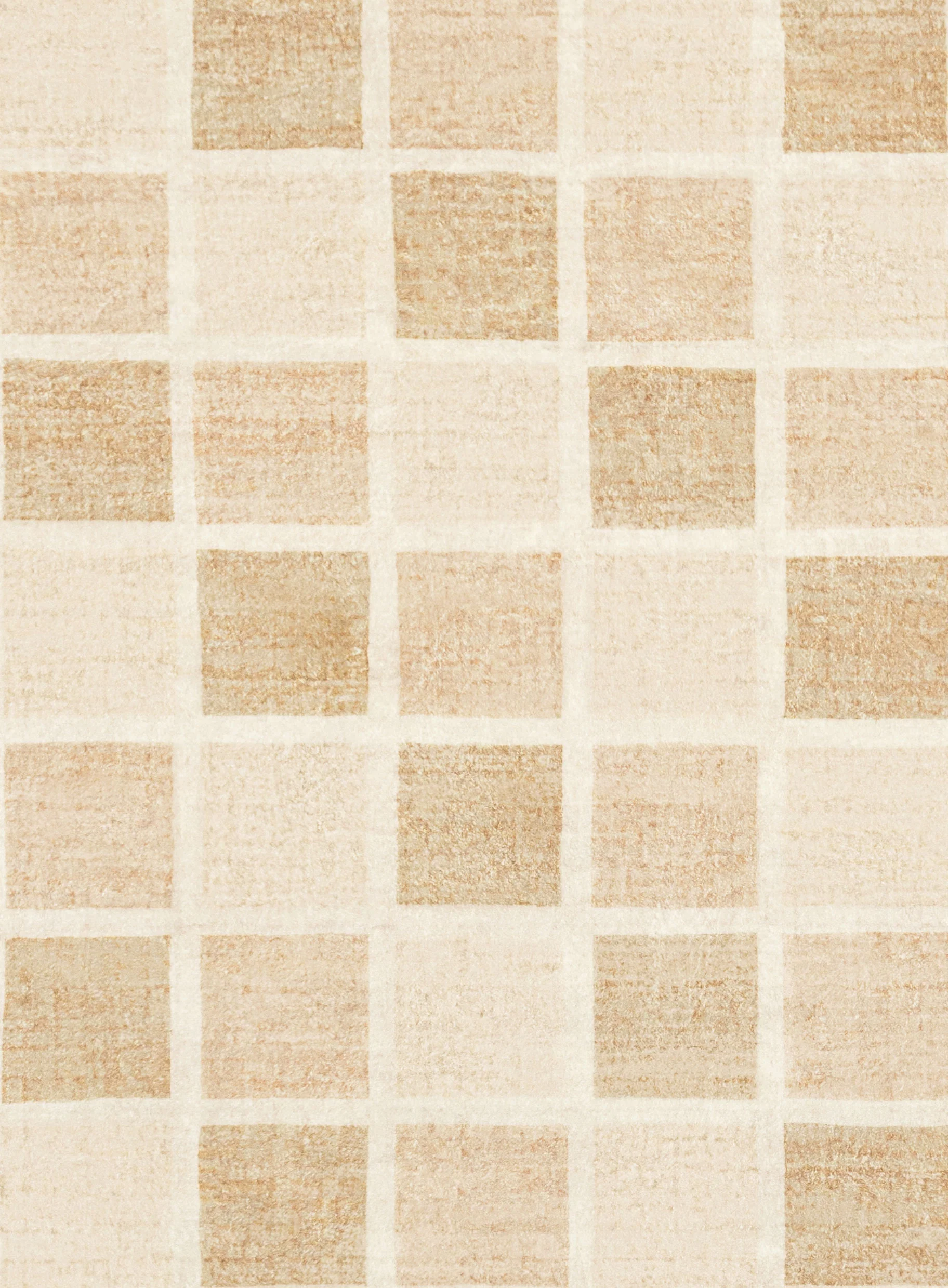 Caspia Beige Brown Checkered Washable Rug - Image 11